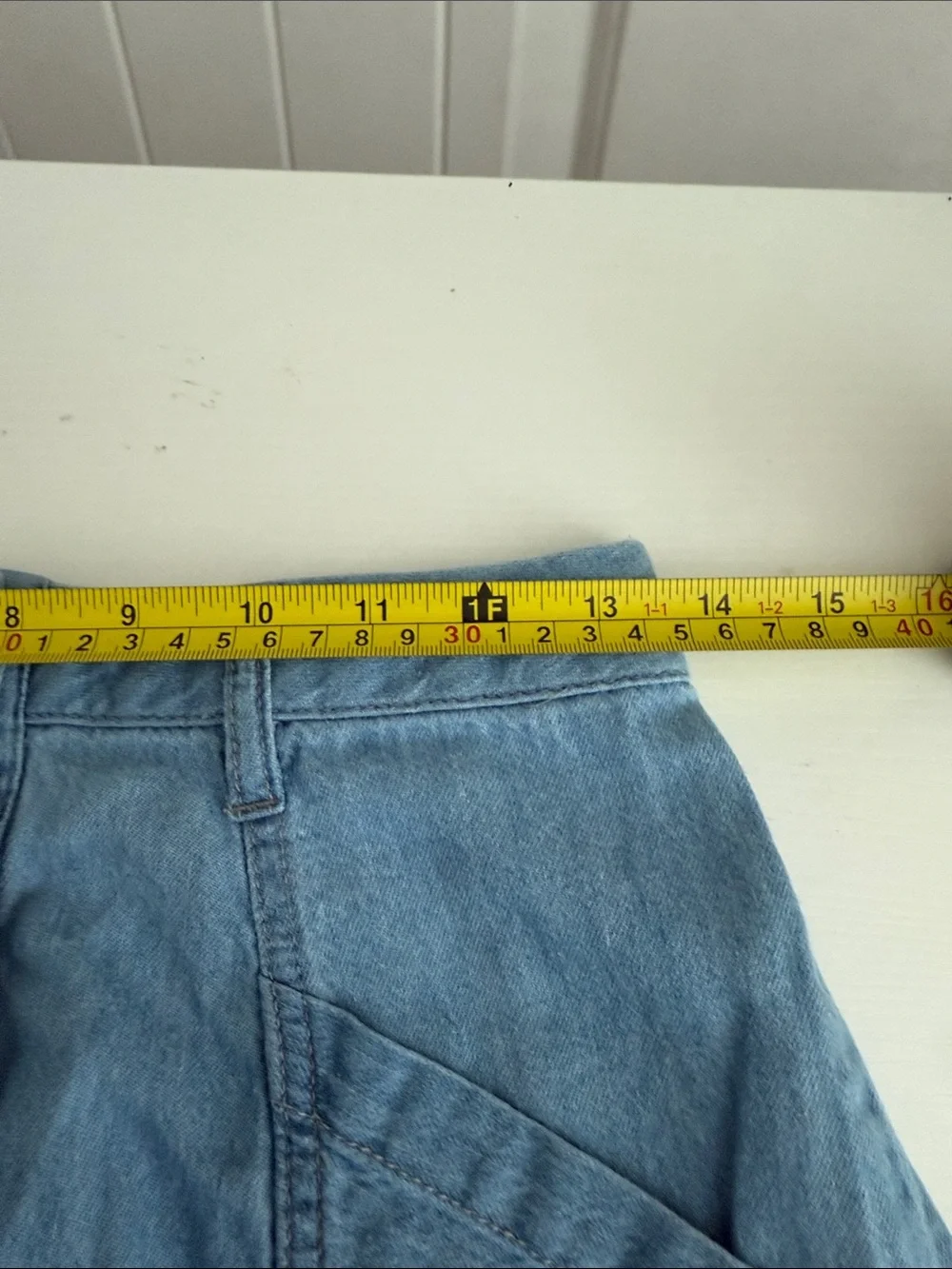 Light Blue Denim A-Line Button-Front Skirt